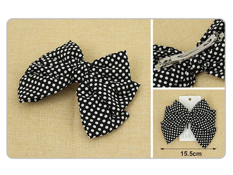 Clip de pelo en forma de pajarita negra lunares 15.5 Cm