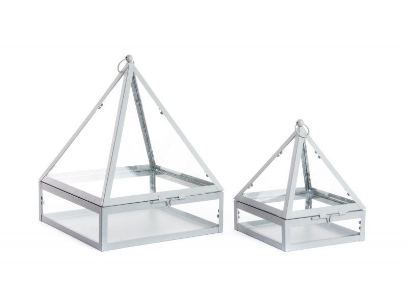 Set de 2 Invernaderos de Cristal y Metal 23×32 / 15,5×20